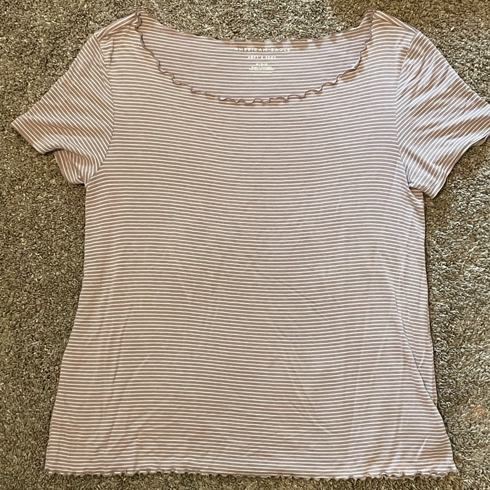 American Eagle Pink Stripe loose T-shirt